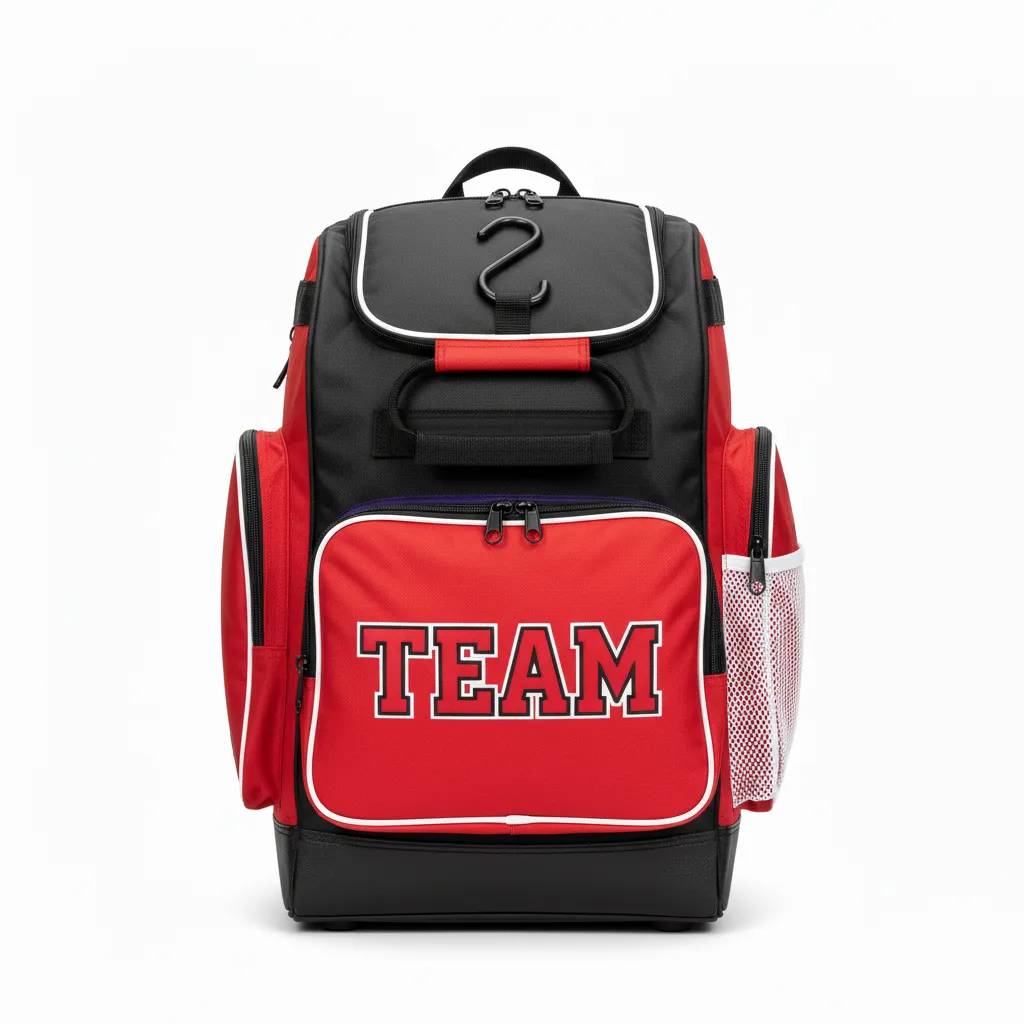 Custom Softball Wheeled Bag - Custom Design - Batbag Blackredwhite - Front View - Kinexa Sportswear