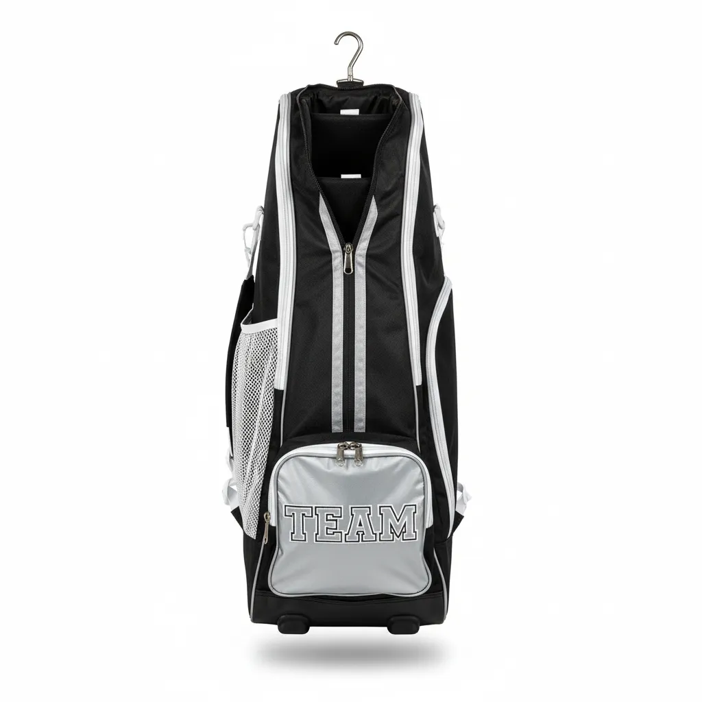 Custom Softball Wheeled Bag - Custom Design - Batbag Blacksilverwhite - Front View - Kinexa Sportswear