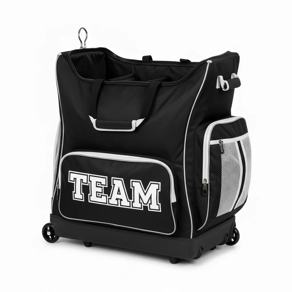 Custom Softball Wheeled Bag - Custom Design - Batbag Blackwhitegrey - Front View - Kinexa Sportswear