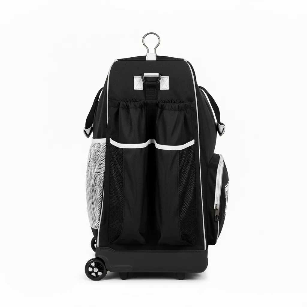 Custom Softball Wheeled Bag - Custom Design - Batbag Blackwhitegrey - Side View - Kinexa Sportswear