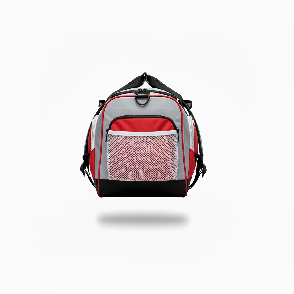 Custom Softball Wheeled Bag - Custom Design - Batbag Charcoalredwhite - Side View - Kinexa Sportswear