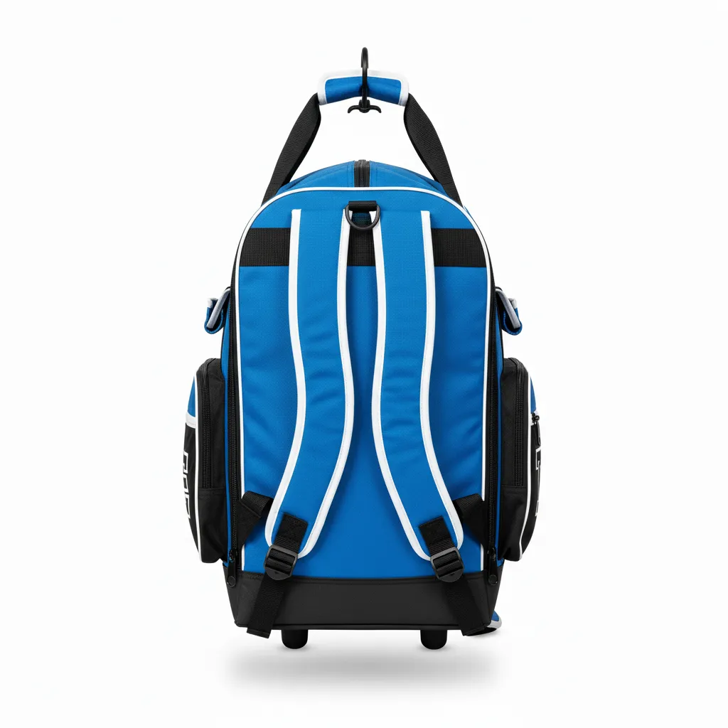 Custom Softball Wheeled Bag - Custom Design - Batbag Columbiablackwhite - Back View - Kinexa Sportswear