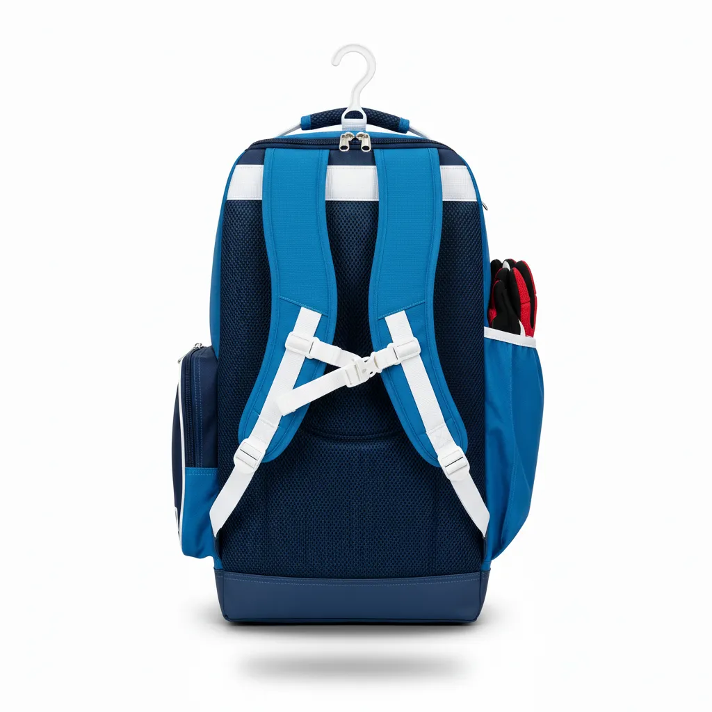 Custom Softball Wheeled Bag - Custom Design - Batbag Columbianavywhite - Back View - Kinexa Sportswear
