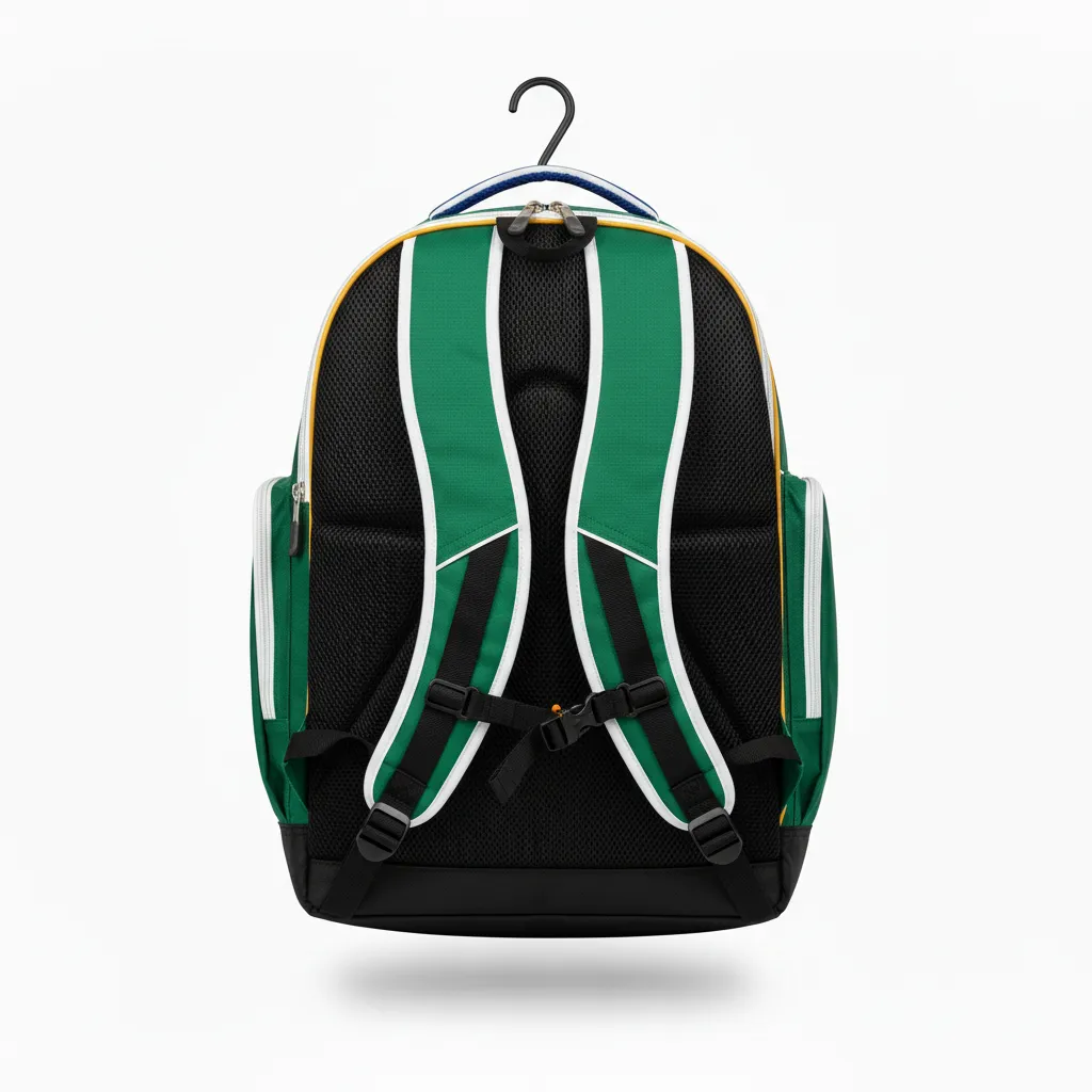 Custom Softball Wheeled Bag - Custom Design - Batbag Forestgoldwhite - Back View - Kinexa Sportswear