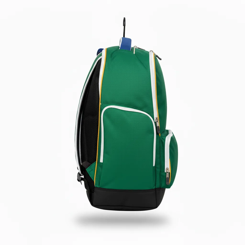 Custom Softball Wheeled Bag - Custom Design - Batbag Forestgoldwhite - Side View - Kinexa Sportswear