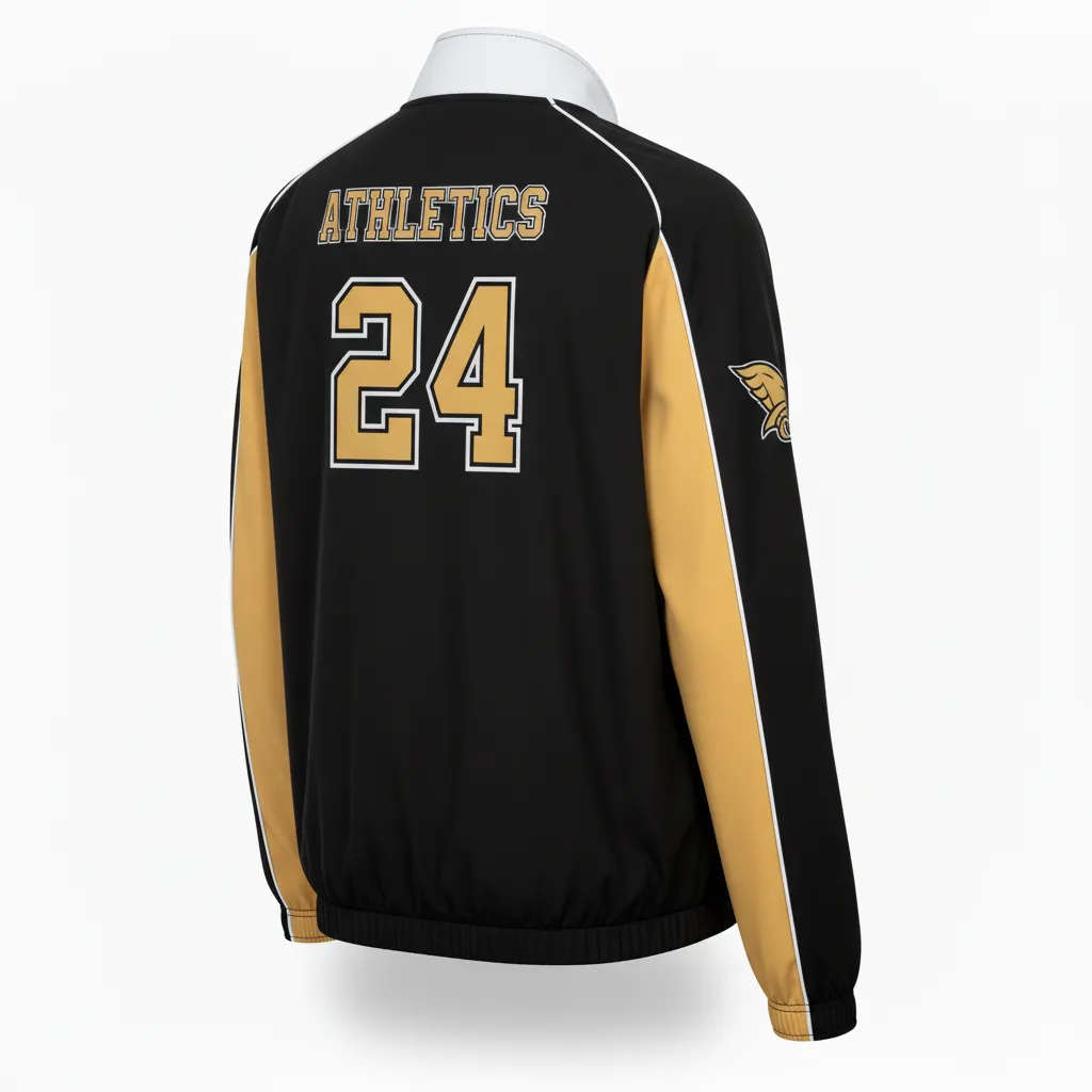 Custom Softball Windbreaker Jacket - Custom Design - Blackgoldwhite - Back View - Kinexa Sportswear