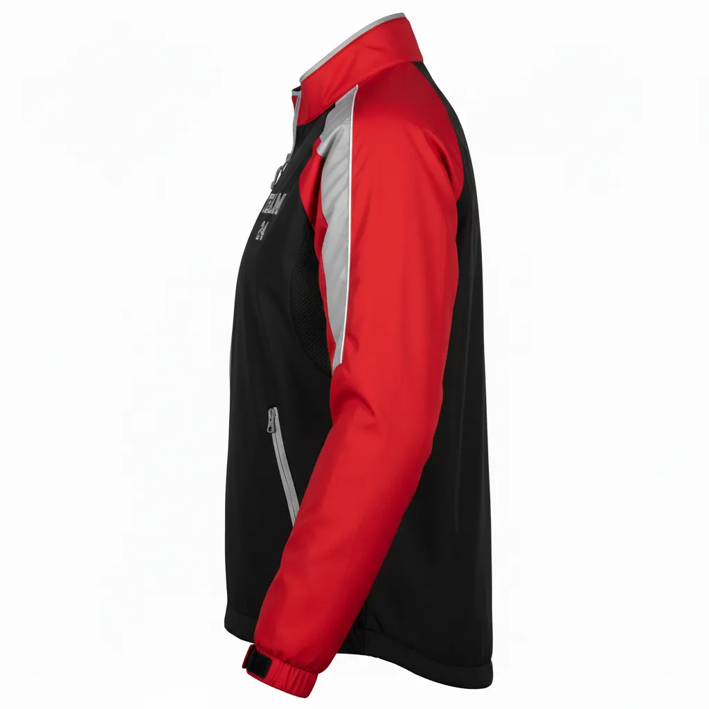Custom Softball Windbreaker Jacket - Custom Design - Blacksilverwhite - Side View - Kinexa Sportswear