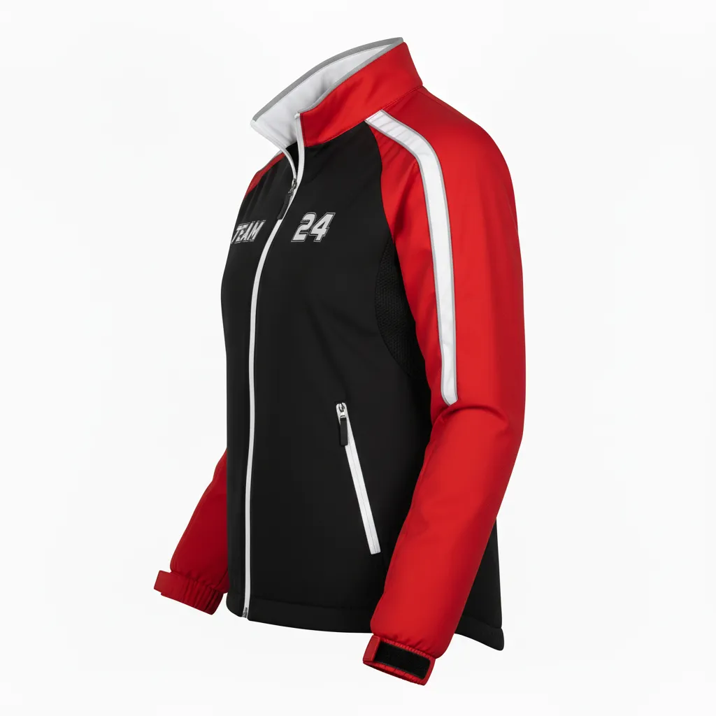 Custom Softball Windbreaker Jacket - Custom Design - Blackwhitegrey - Side View - Kinexa Sportswear