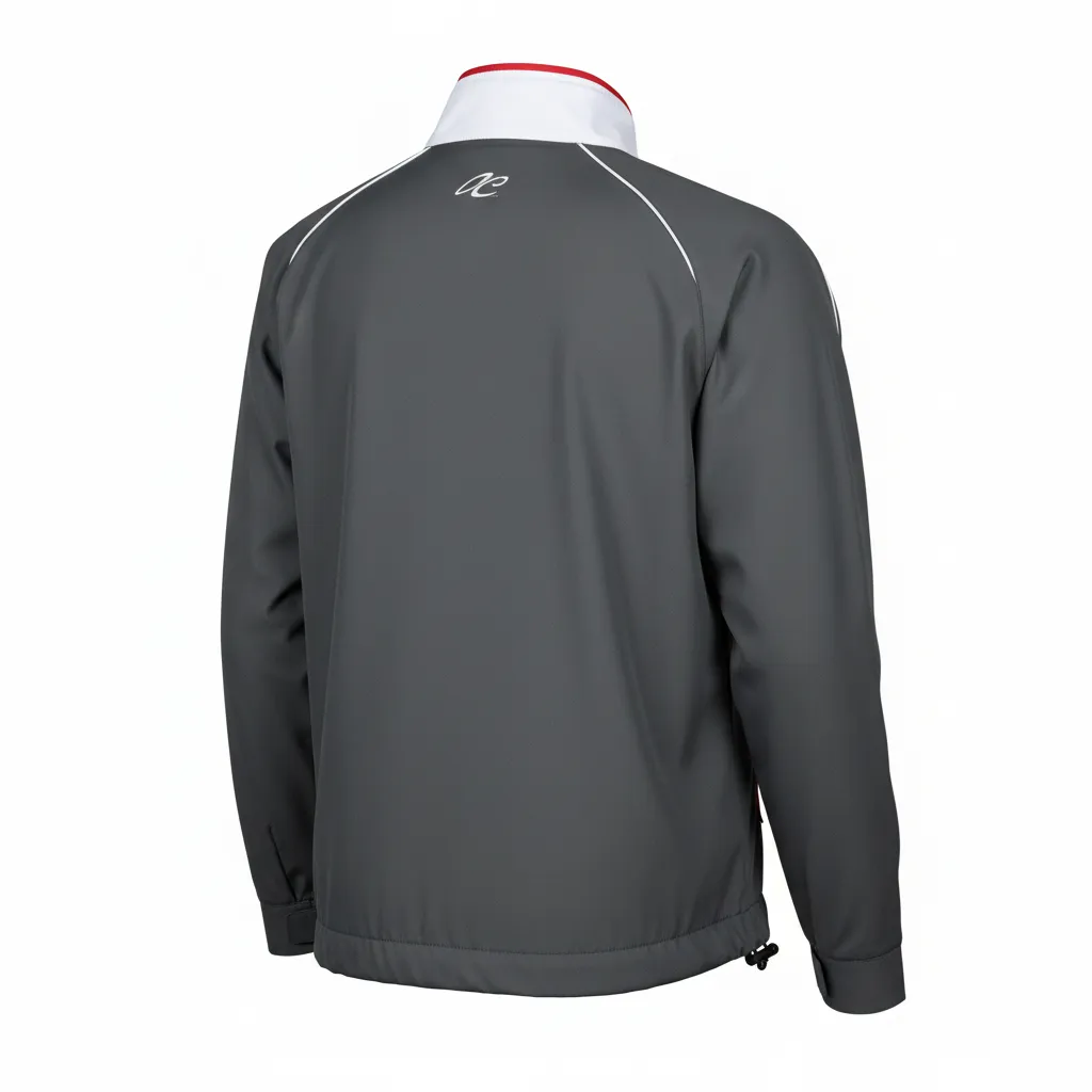 Custom Softball Windbreaker Jacket - Custom Design - Charcoalredwhite - Back View - Kinexa Sportswear