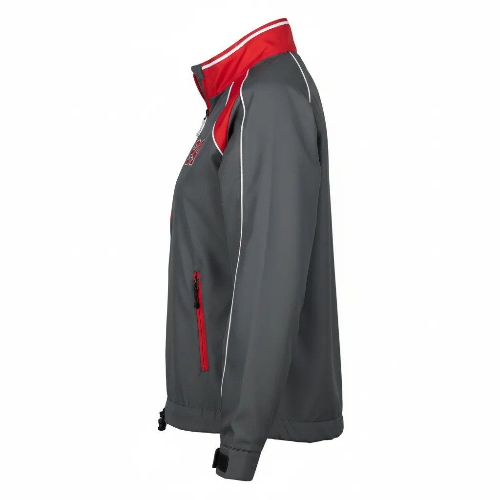 Custom Softball Windbreaker Jacket - Custom Design - Charcoalredwhite - Side View - Kinexa Sportswear