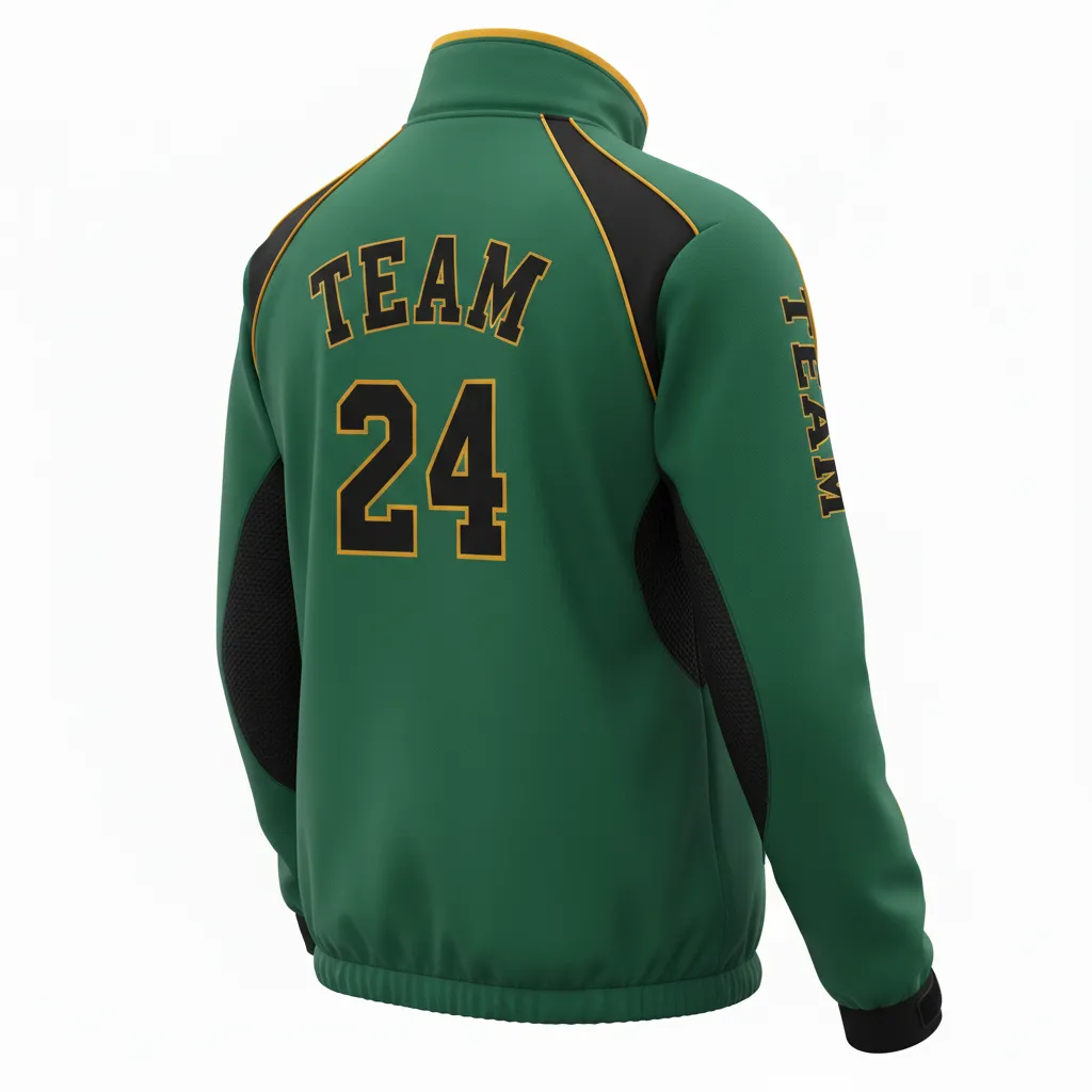 Custom Softball Windbreaker Jacket - Custom Design - Forestblackgold - Back View - Kinexa Sportswear