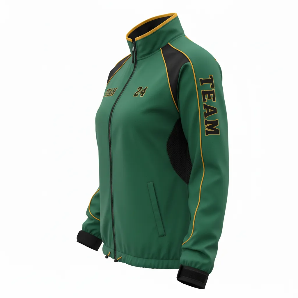 Custom Softball Windbreaker Jacket - Custom Design - Forestblackgold - Side View - Kinexa Sportswear