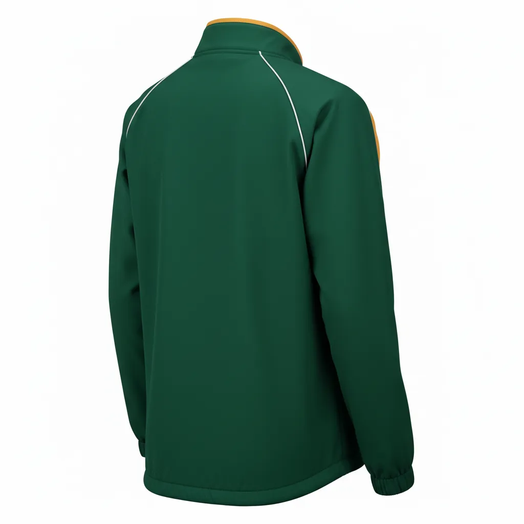 Custom Softball Windbreaker Jacket - Custom Design - Forestgoldwhite - Back View - Kinexa Sportswear