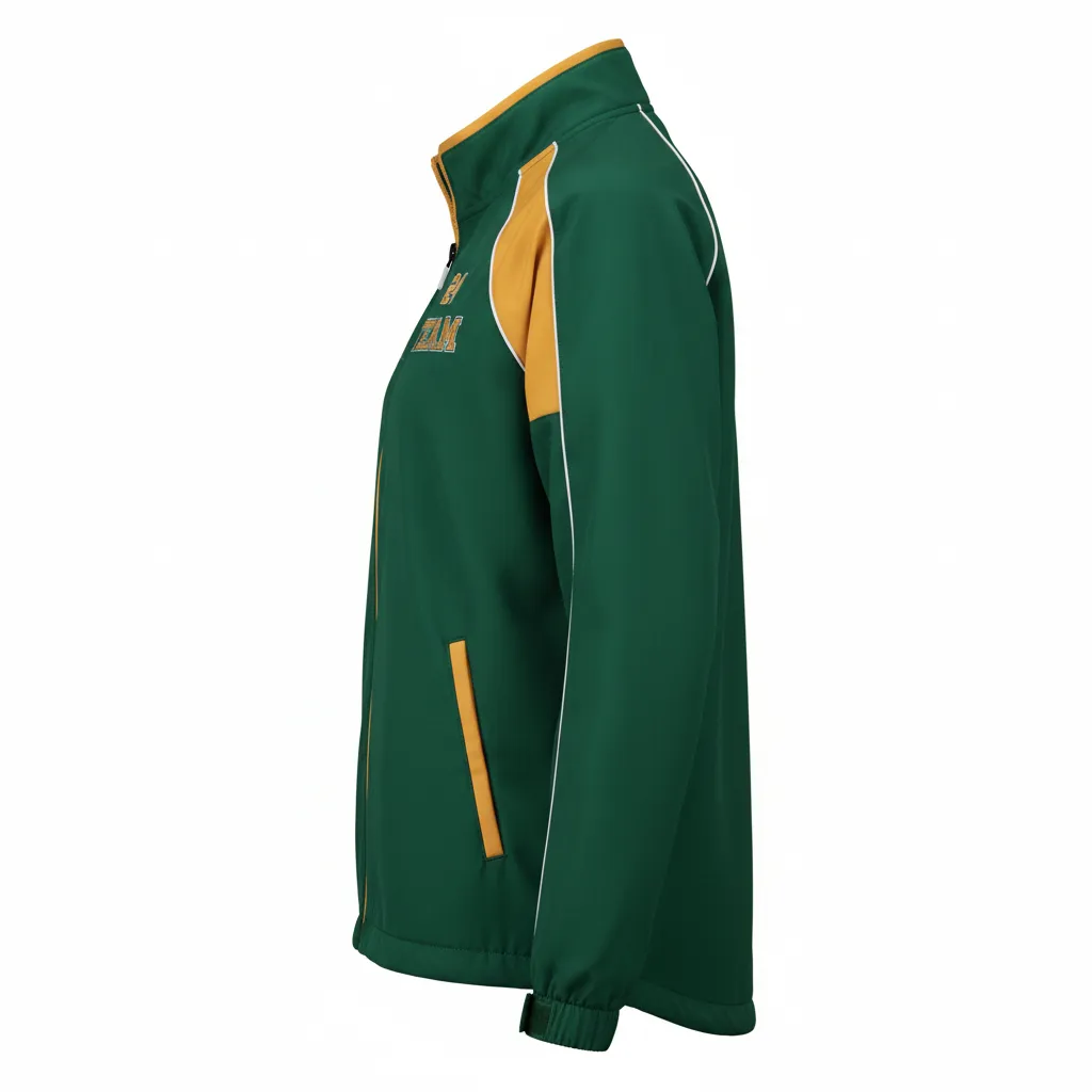 Custom Softball Windbreaker Jacket - Custom Design - Forestgoldwhite - Side View - Kinexa Sportswear