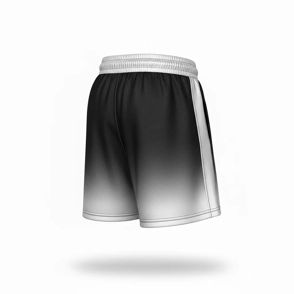 Custom Volleyball Athletic Shorts - Black, Silver - Metallic Fade - Back View - Kinexa Sportswear
