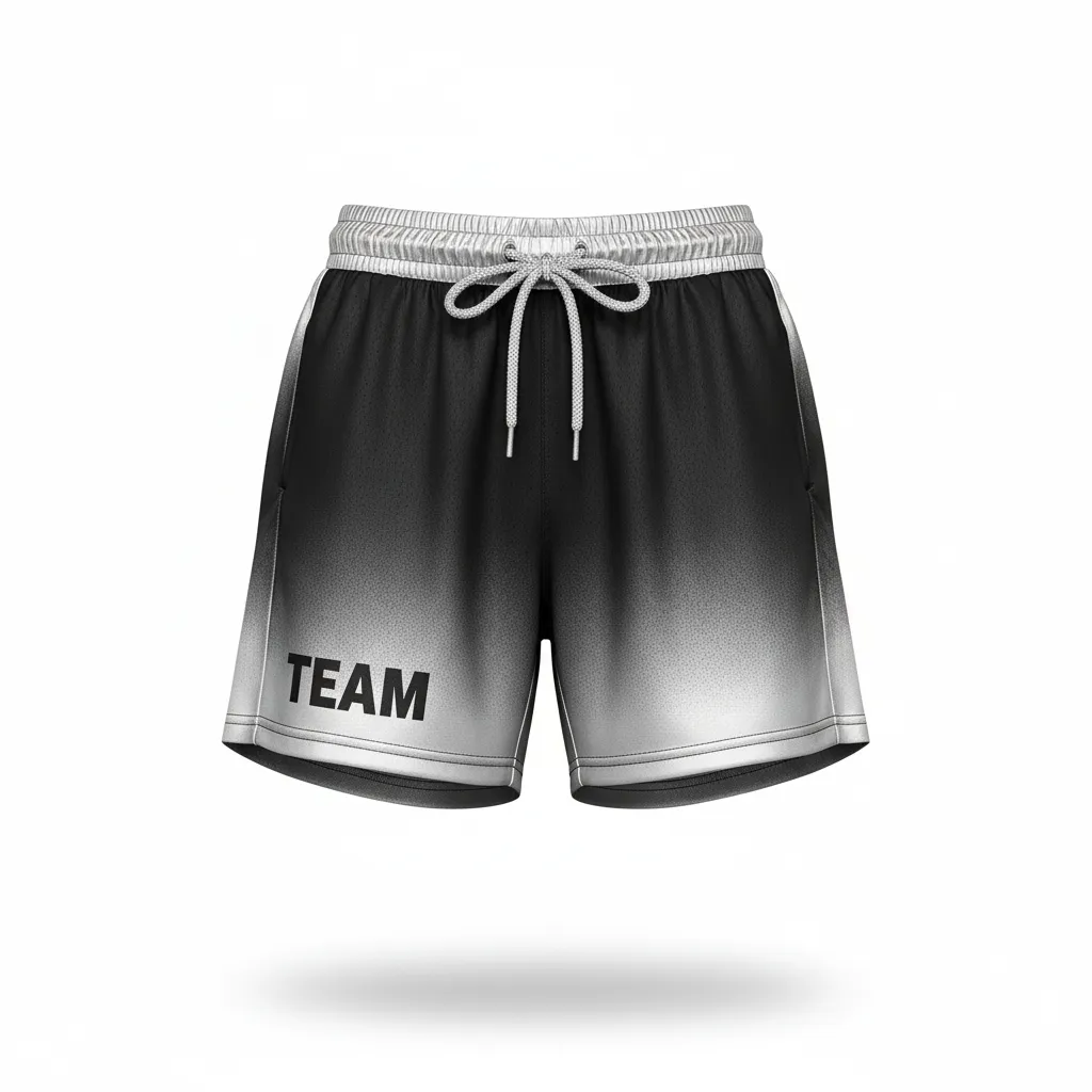 Custom Volleyball Athletic Shorts - Black, Silver - Metallic Fade - Front View - Kinexa Sportswear