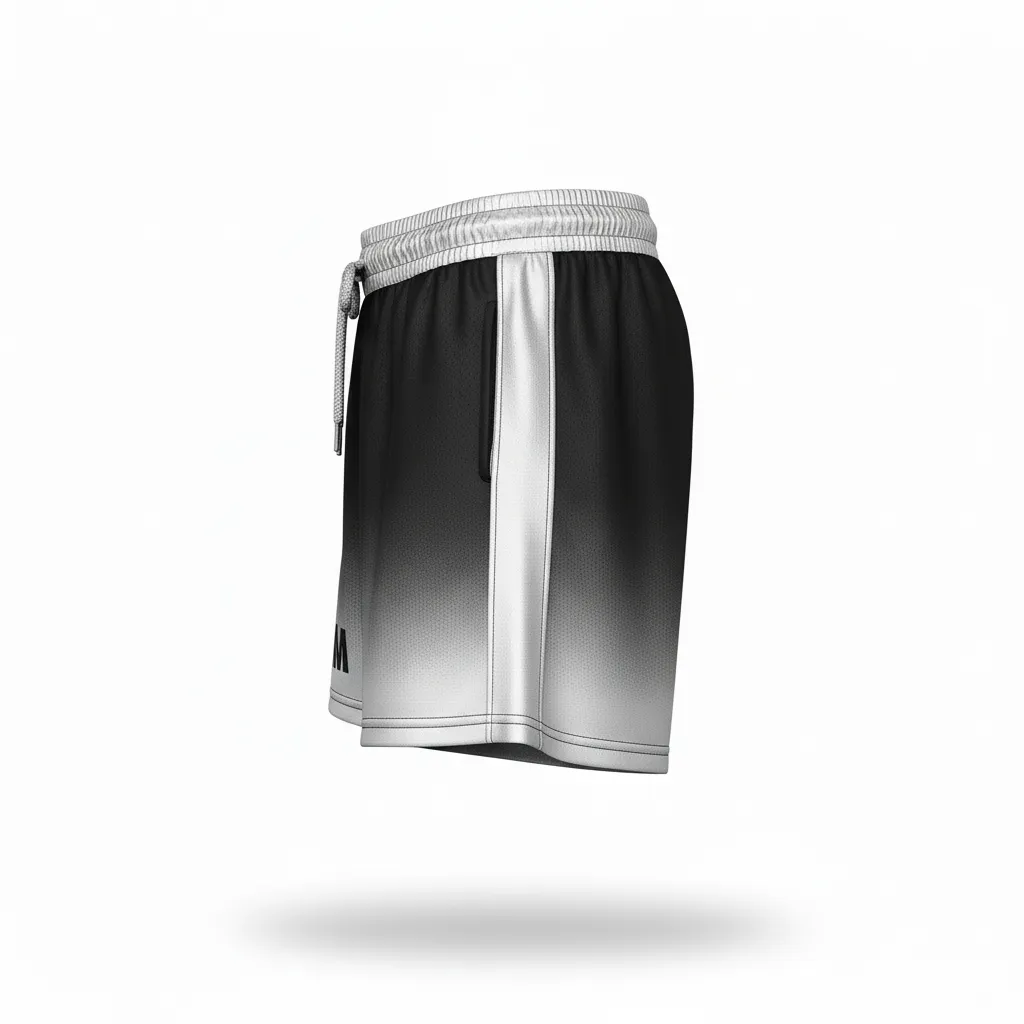 Custom Volleyball Athletic Shorts - Black, Silver - Metallic Fade - Side View - Kinexa Sportswear