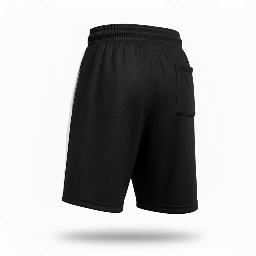 Custom Volleyball Athletic Shorts - Black, White - Half And Half - Back View - Kinexa Sportswear