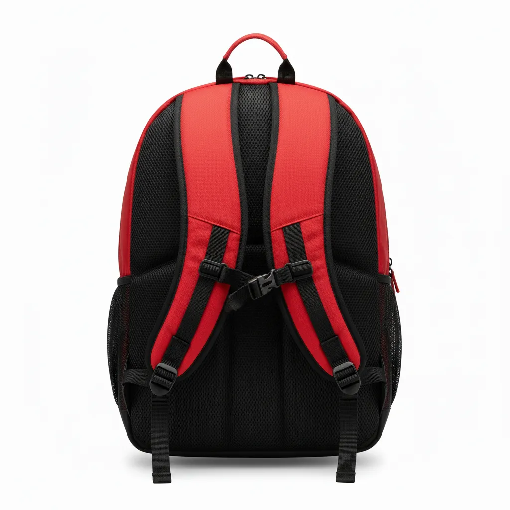 Custom Volleyball Backpack - Red, Grey - Athletic Camo Pattern - Back View - Kinexa Sportswear