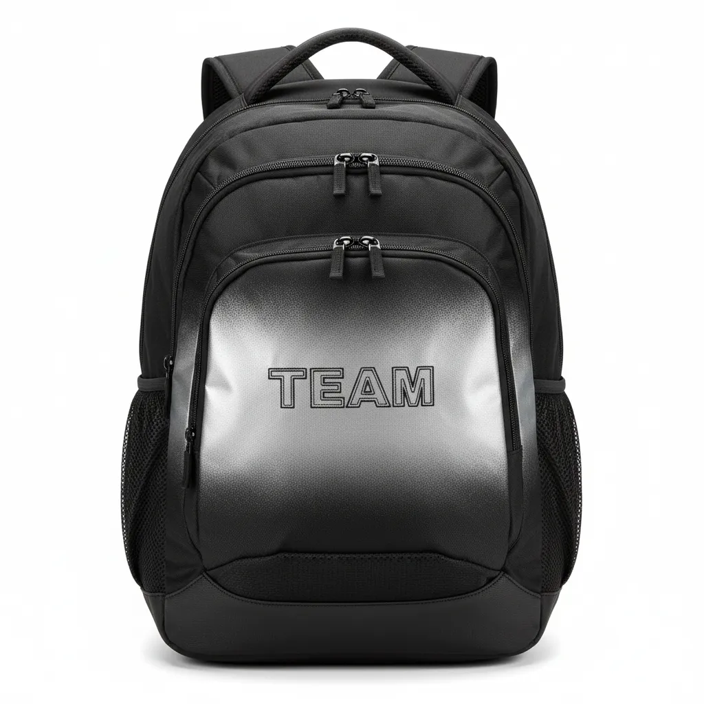Custom Volleyball Backpack - Black, Silver - Metallic Fade - Front View - Kinexa Sportswear