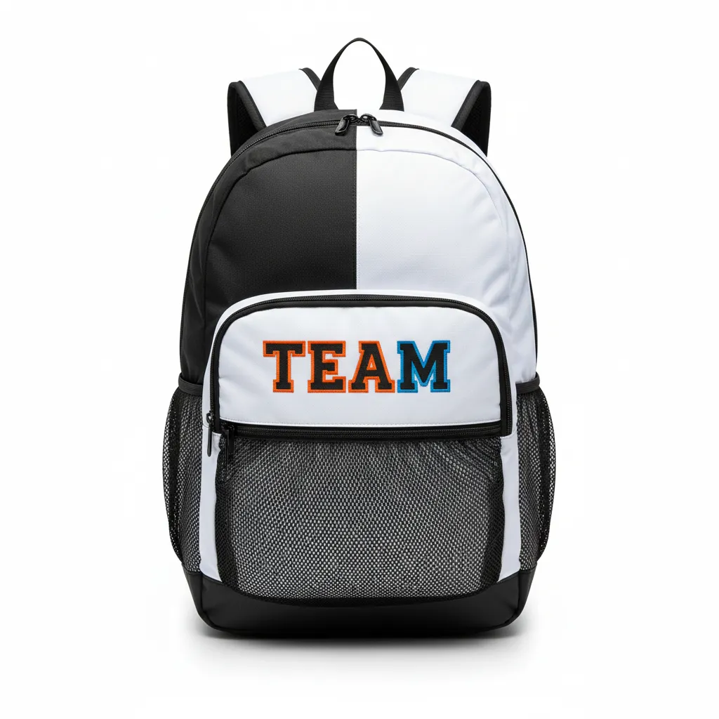 Custom Volleyball Backpack - Black, White - Half And Half - Front View - Kinexa Sportswear
