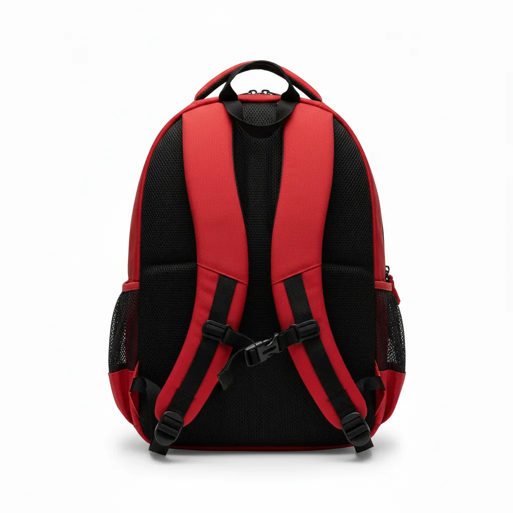 Custom Volleyball Backpack - Red, White - Cardinal Minimalist Accent - Back View - Kinexa Sportswear