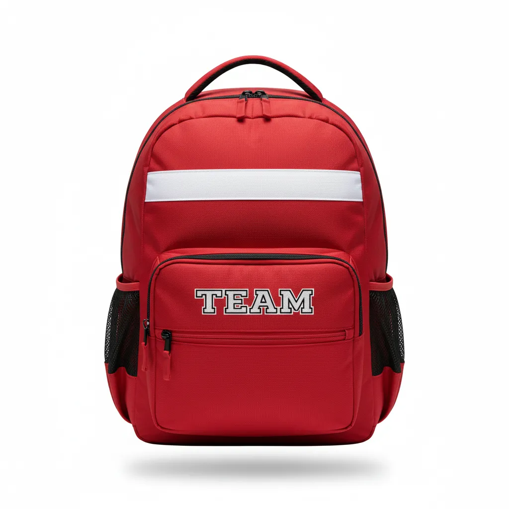 Custom Volleyball Backpack - Red, White - Cardinal Minimalist Accent - Front View - Kinexa Sportswear