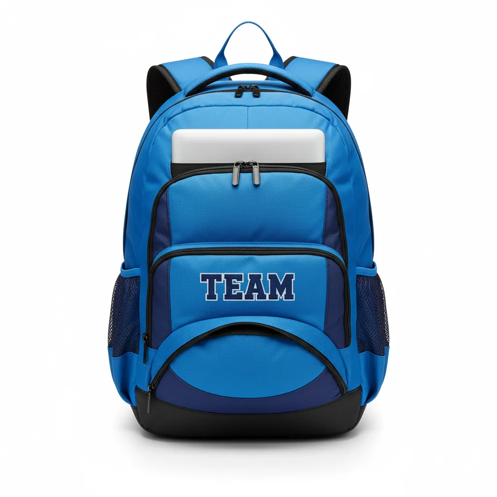 Custom Volleyball Backpack - Blue, Navy - Columbia Color Block - Front View - Kinexa Sportswear
