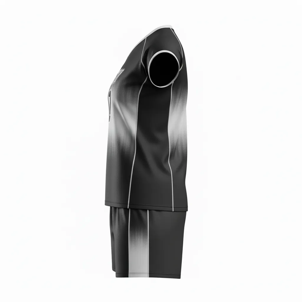 Custom Volleyball Cap Sleeve Volleyball Uniform - Black, Silver - Metallic Fade - Back View - Kinexa Sportswear