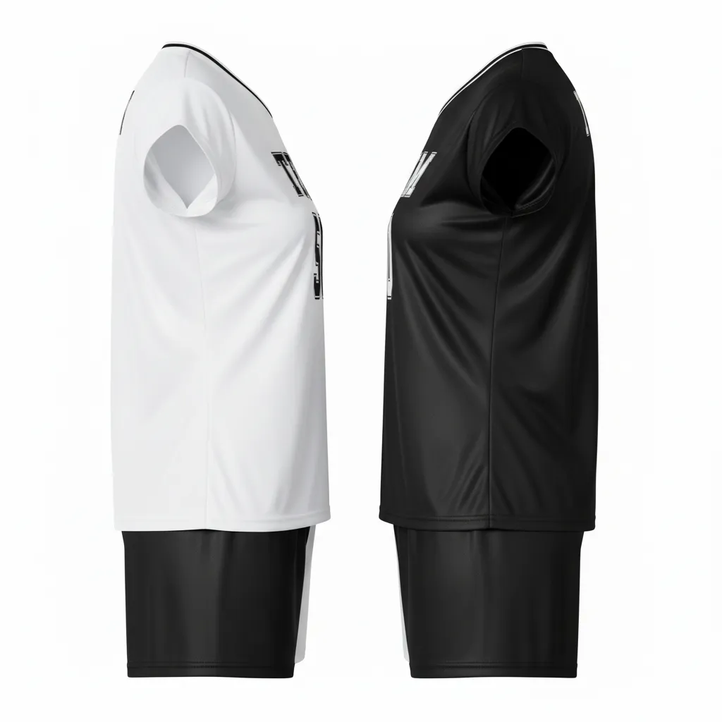 Custom Volleyball Cap Sleeve Volleyball Uniform - Black, White - Half And Half - Side View - Kinexa Sportswear