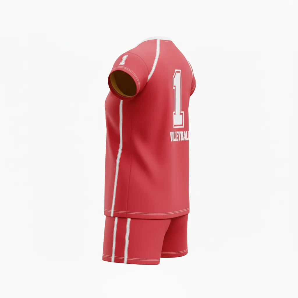 Custom Volleyball Cap Sleeve Volleyball Uniform - Red, White - Cardinal Minimalist Accent - Back View - Kinexa Sportswear