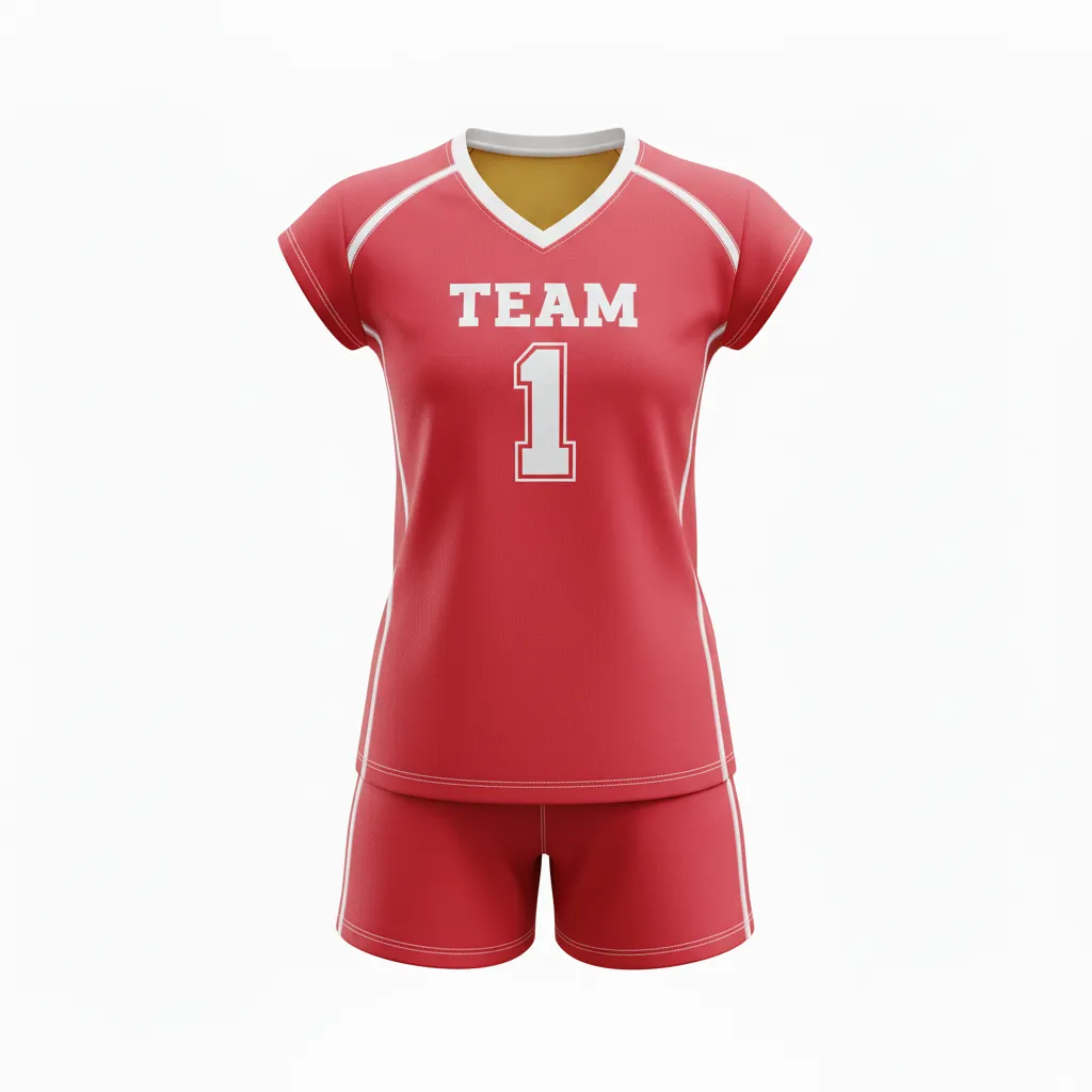Custom Volleyball Cap Sleeve Volleyball Uniform - Red, White - Cardinal Minimalist Accent - Front View - Kinexa Sportswear