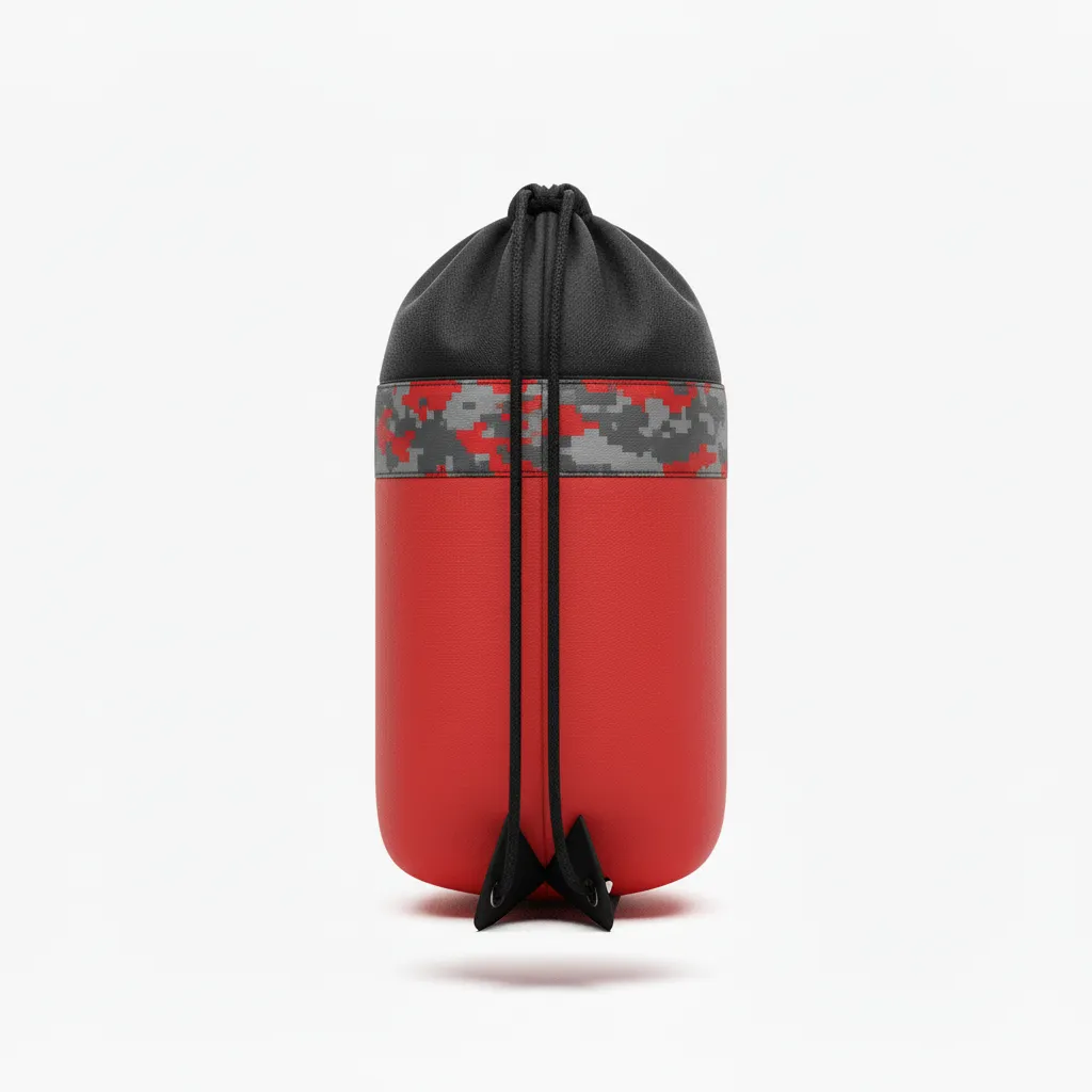Custom Volleyball Cinch Bag - Red, Grey - Athletic Camo Pattern - Back View - Kinexa Sportswear