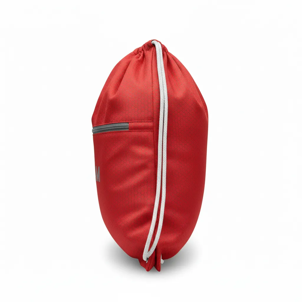 Custom Volleyball Cinch Bag - Red, Grey - Athletic Tech Pattern - Side View - Kinexa Sportswear