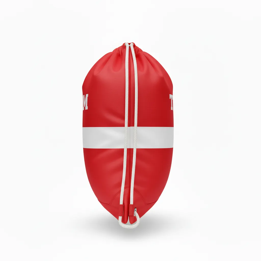 Custom Volleyball Cinch Bag - Red, White - Athletic Racing Stripe - Side View - Kinexa Sportswear