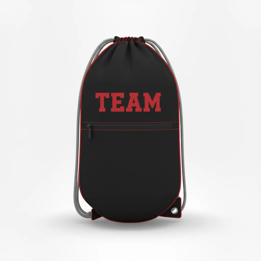 Custom Volleyball Cinch Bag - Black, Red - Athletic Edge Design - Front View - Kinexa Sportswear