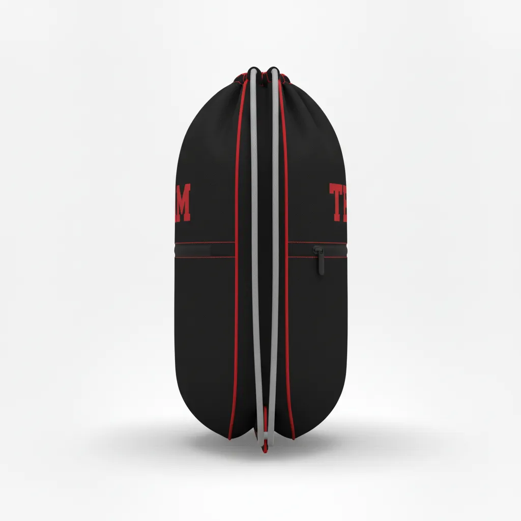 Custom Volleyball Cinch Bag - Black, Red - Athletic Edge Design - Side View - Kinexa Sportswear