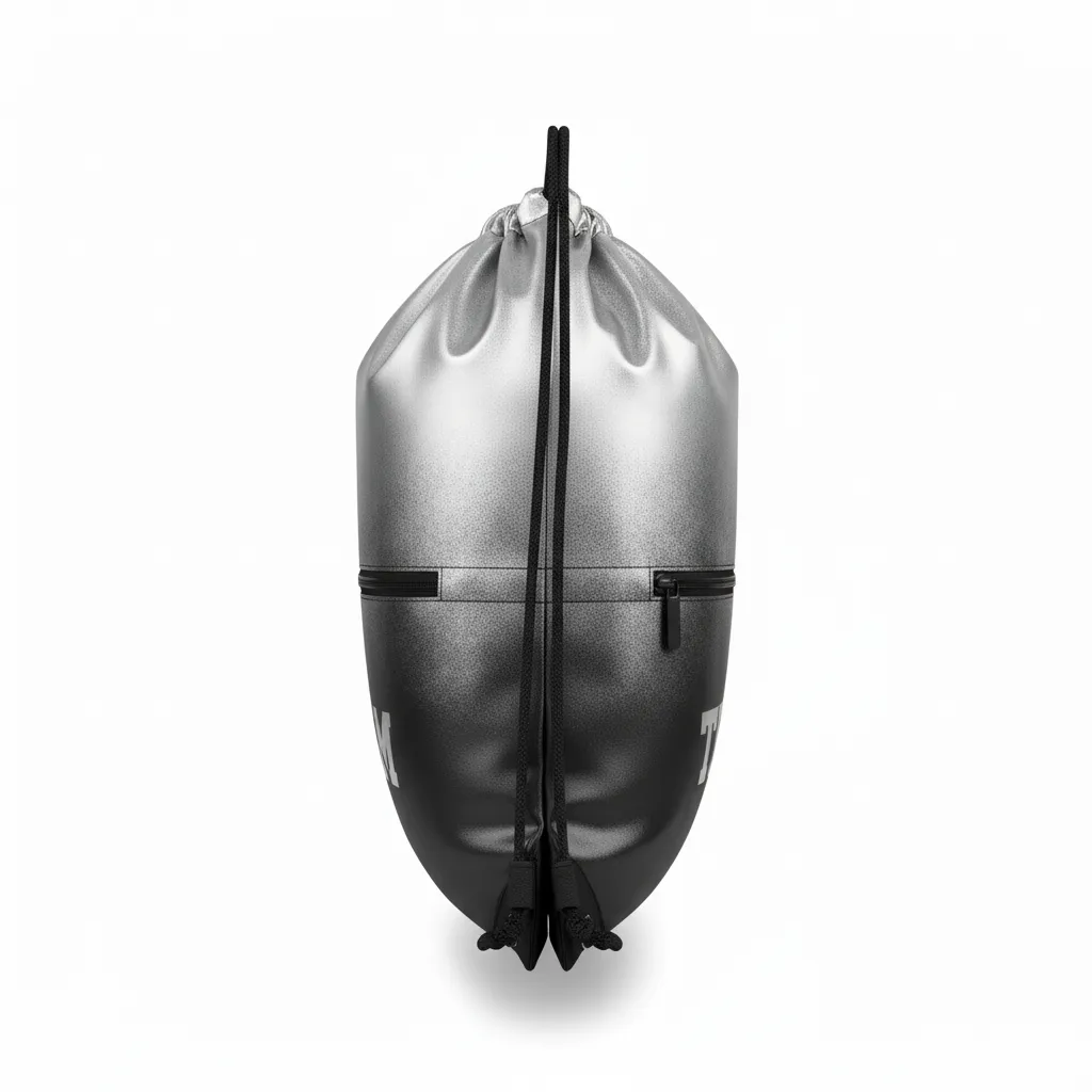 Custom Volleyball Cinch Bag - Black, Silver - Metallic Fade - Side View - Kinexa Sportswear
