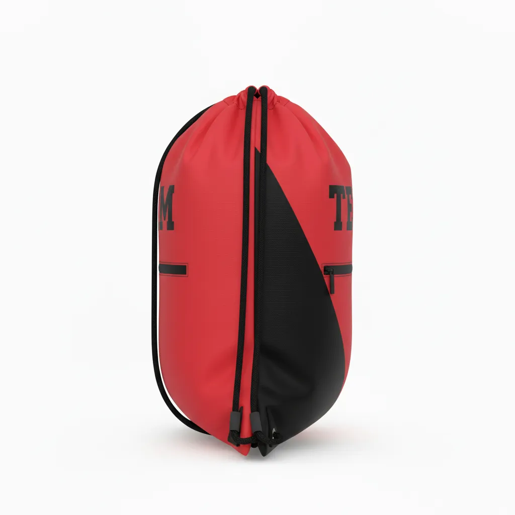 Custom Volleyball Cinch Bag - Red, Black - Cardinal Slash Design - Side View - Kinexa Sportswear
