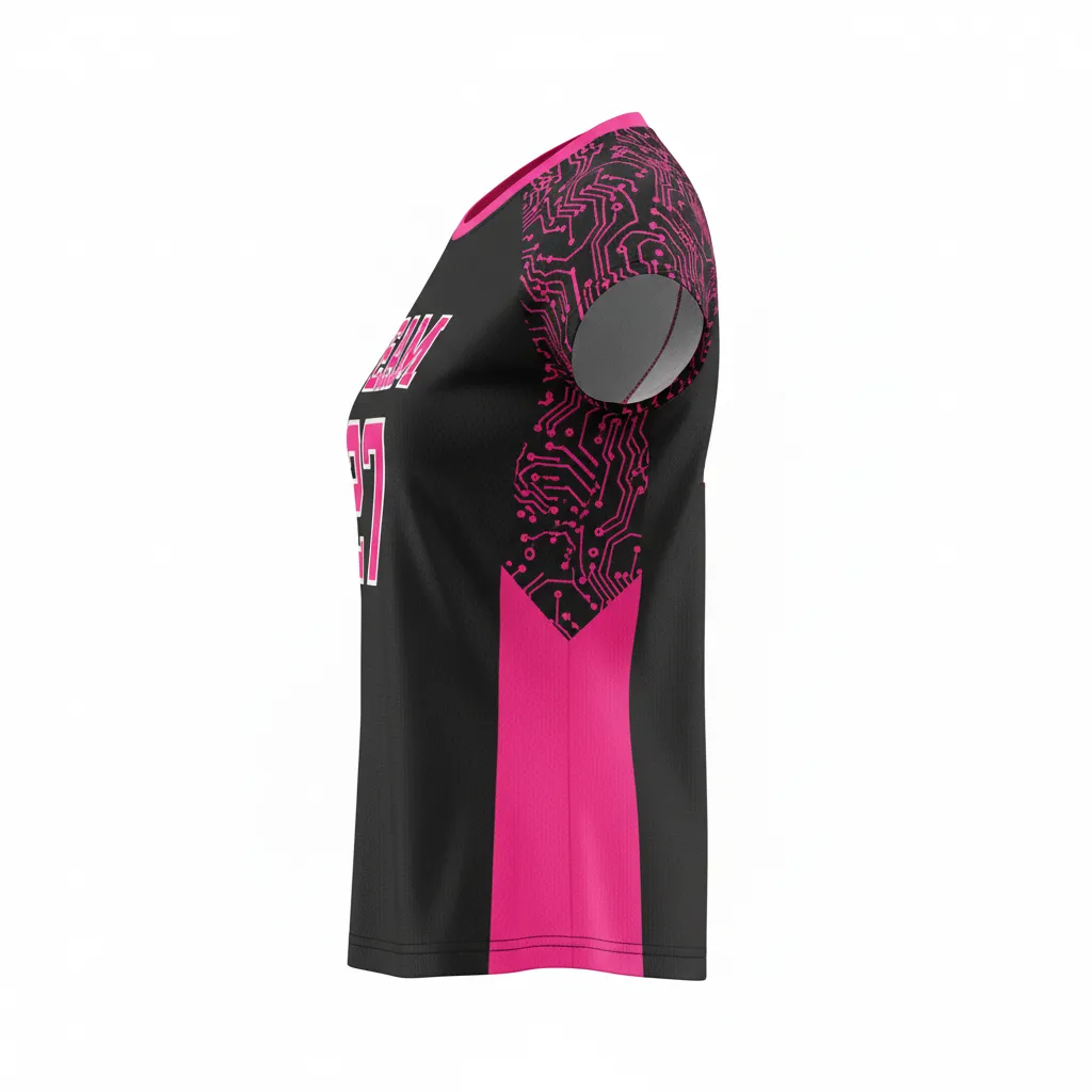 Custom Volleyball Crewneck Cap Sleeve Jerseys - Side View - KINEXA
