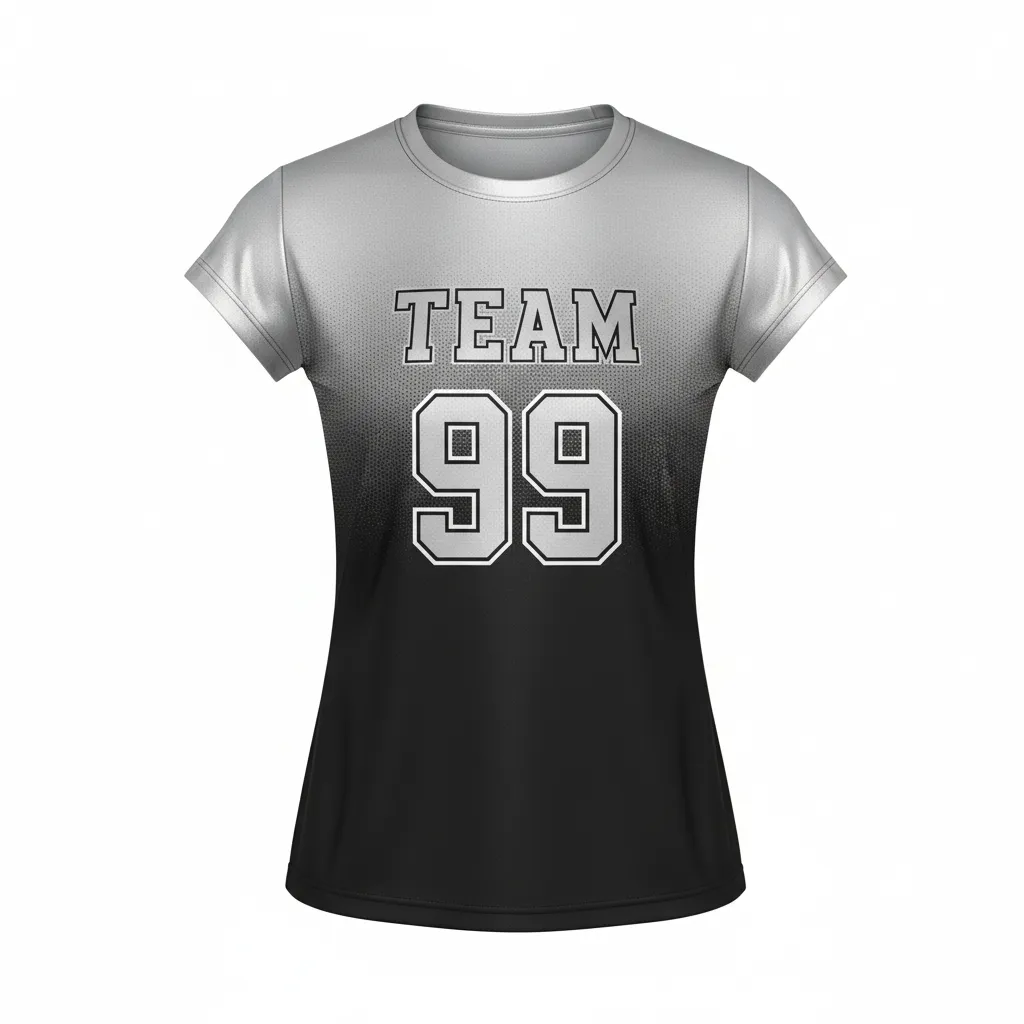 Custom Volleyball Crewneck Cap Sleeve Jersey - Black, Silver - Metallic Fade - Front View - Kinexa Sportswear