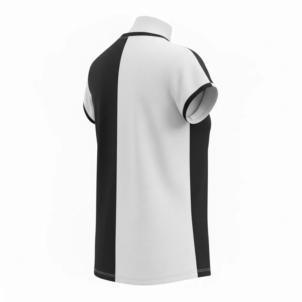 Custom Volleyball Crewneck Cap Sleeve Jersey - Black, White - Half And Half - Back View - Kinexa Sportswear
