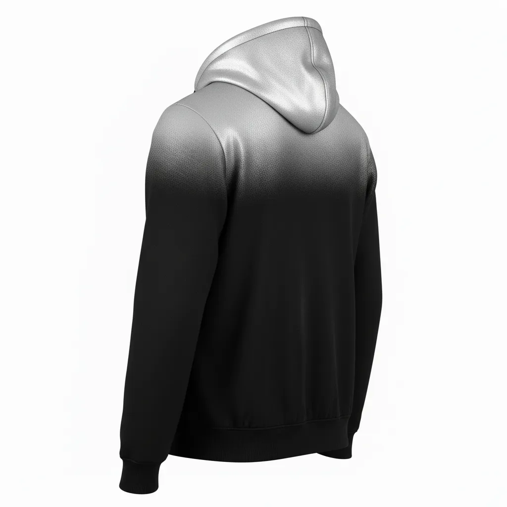 Custom Volleyball Full Zip Hoodie - Black, Silver - Metallic Fade - Back View - Kinexa Sportswear