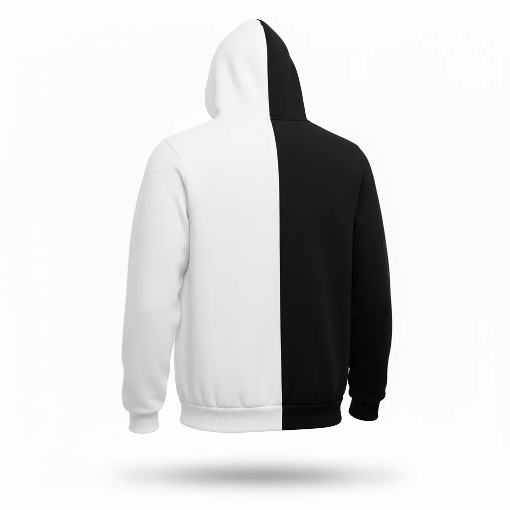 Custom Volleyball Full Zip Hoodie - Black, White - Half And Half - Back View - Kinexa Sportswear