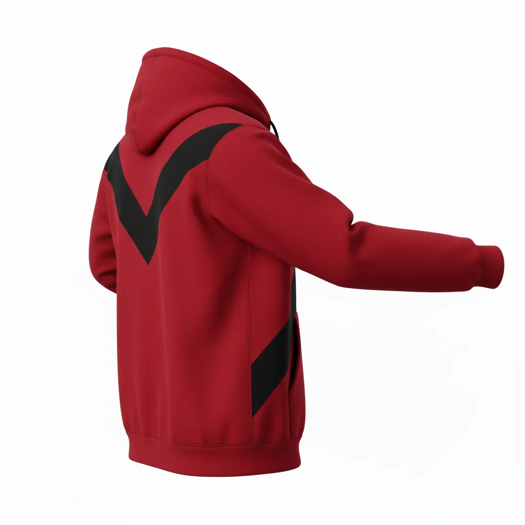 Custom Volleyball Full Zip Hoodie - Red, Black - Cardinal Slash Design - Back View - Kinexa Sportswear