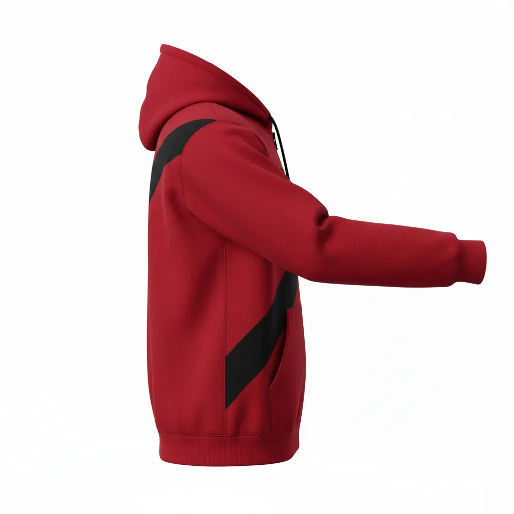 Custom Volleyball Full Zip Hoodie - Red, Black - Cardinal Slash Design - Side View - Kinexa Sportswear