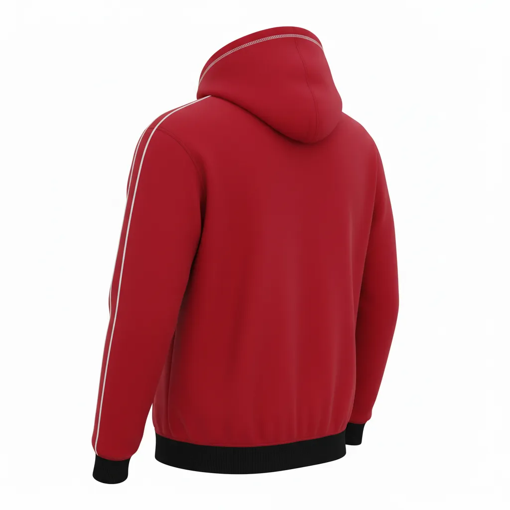 Custom Volleyball Full Zip Hoodie - Red, White - Cardinal Minimalist Accent - Back View - Kinexa Sportswear