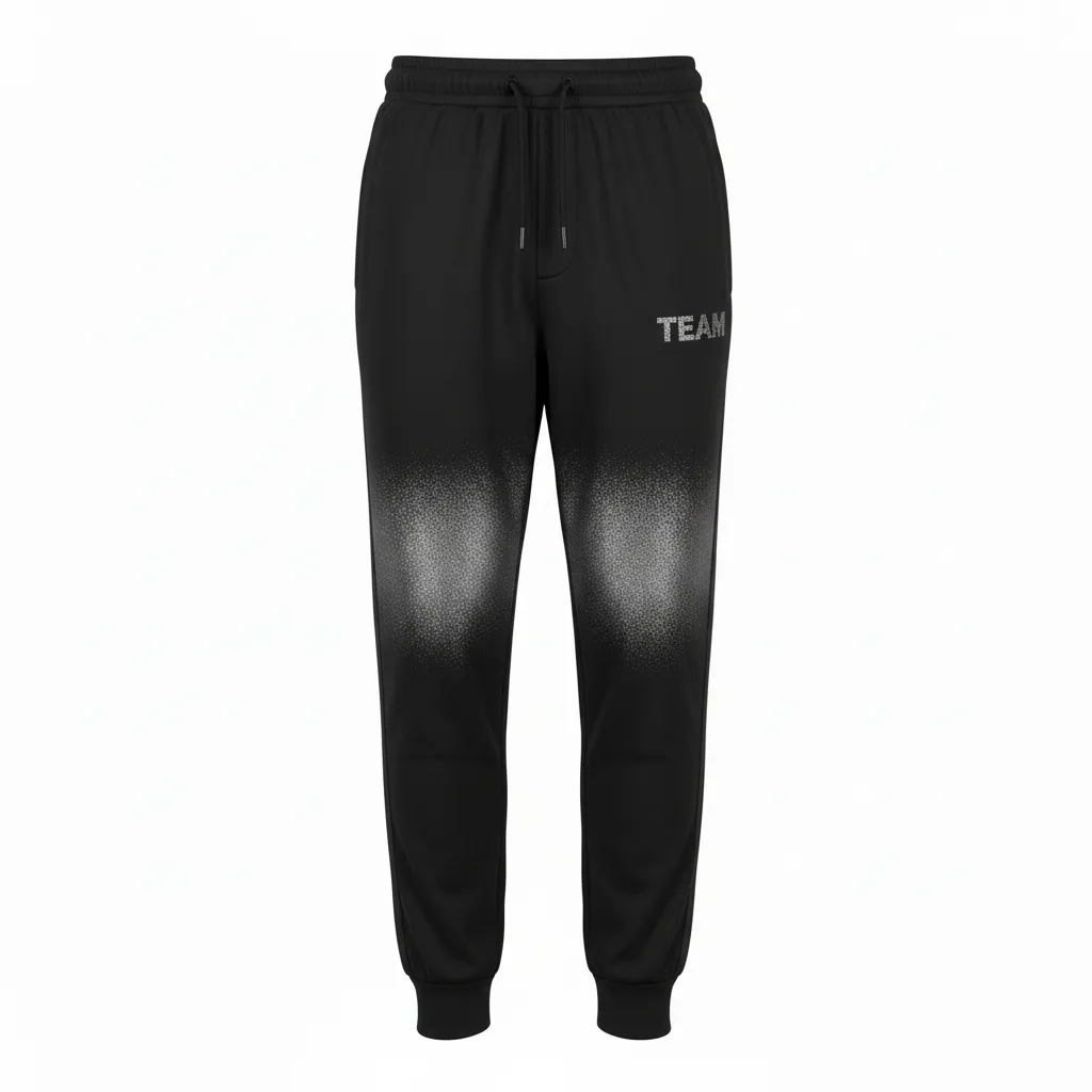 Custom Volleyball Jogger Pant - Black, Silver - Metallic Fade - Front View - Kinexa Sportswear