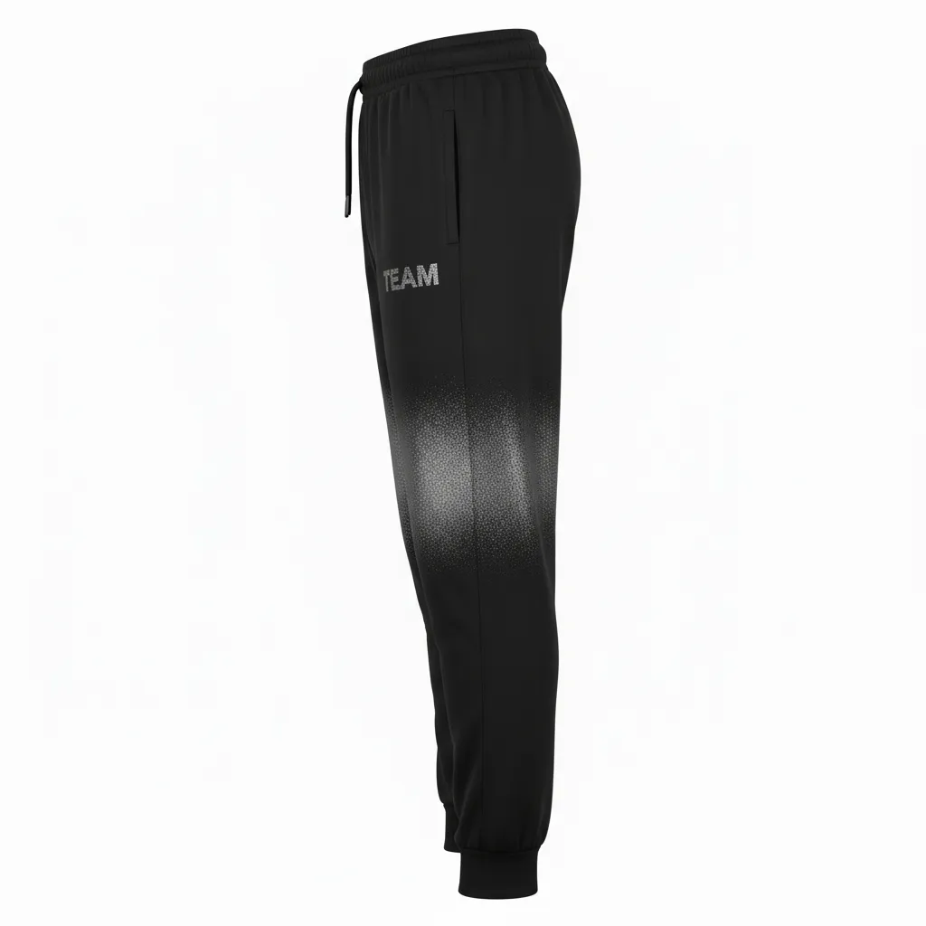 Custom Volleyball Jogger Pant - Black, Silver - Metallic Fade - Side View - Kinexa Sportswear