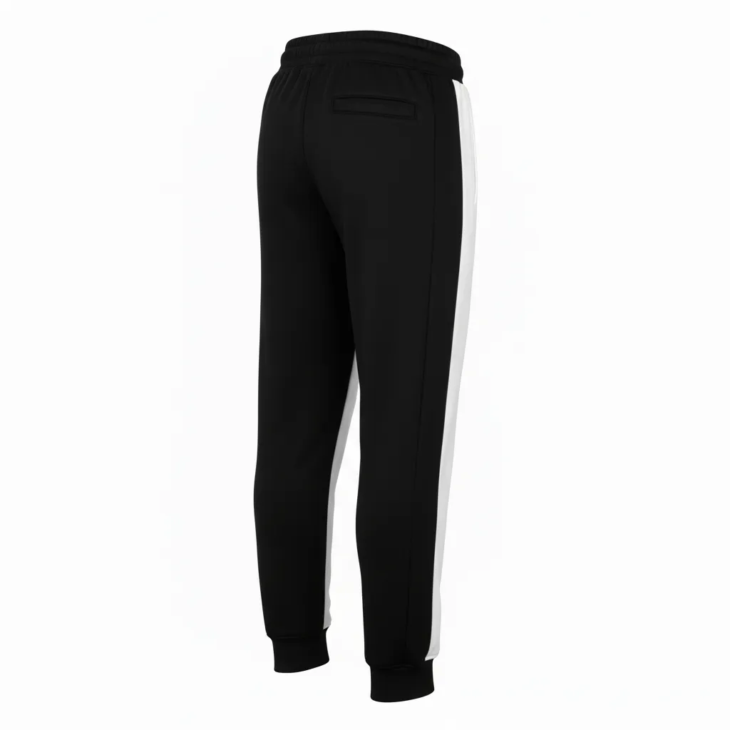 Custom Volleyball Jogger Pant - Black, White - Half And Half - Back View - Kinexa Sportswear